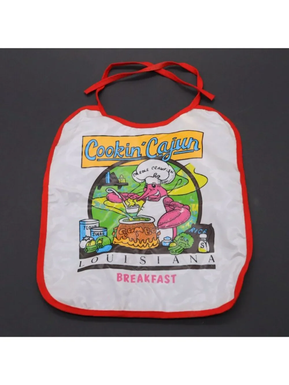 Set of 2 Vintage Vinyl Cajun Baby Bibs Louisiana Crawfish Cookin' Cajun Gumbo
